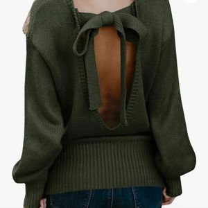 Backless knit sweater